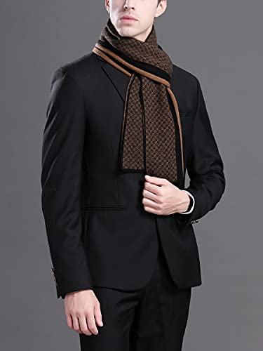 WANYING Autumn Winter 6% Wool Men's Scarf Knitted Scarves Wool Muffler for Men Fashion Chic Casual Business - Small Checkered Black & Brown