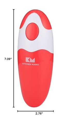 Kitchen Mama Auto Electric Can Opener: Open Your Cans with A Simple Press of Button - Automatic, Hands Free, Smooth Edge, Battery Operated, YES YOU CAN (Red)