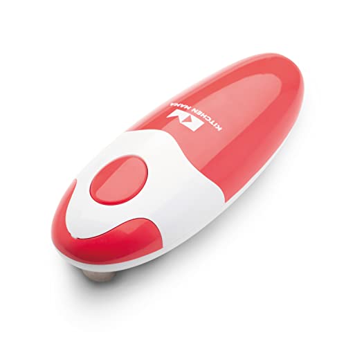 Kitchen Mama Auto Electric Can Opener: Open Your Cans with A Simple Press of Button - Automatic, Hands Free, Smooth Edge, Battery Operated, YES YOU CAN (Red)