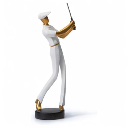 HAUCOZE Golf Figurine Statue Golfer Decoration Arts Home Decor Sculpture Polyresin White 9.6 inch