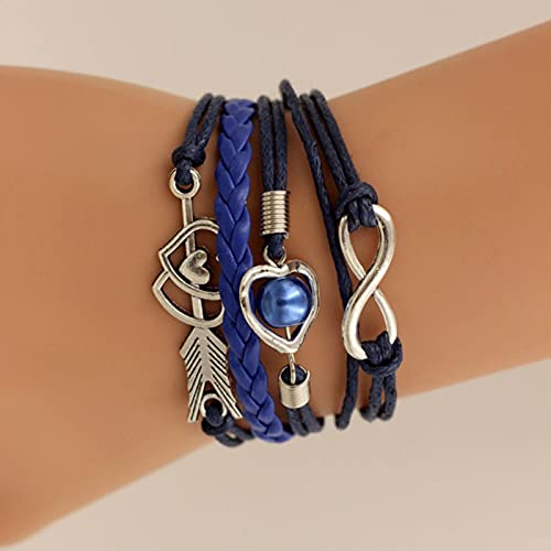 JIJIBA Leather Bracelets For Women Wrap Infinity Love Heart Friendship Antique Leather Charm Bracelet