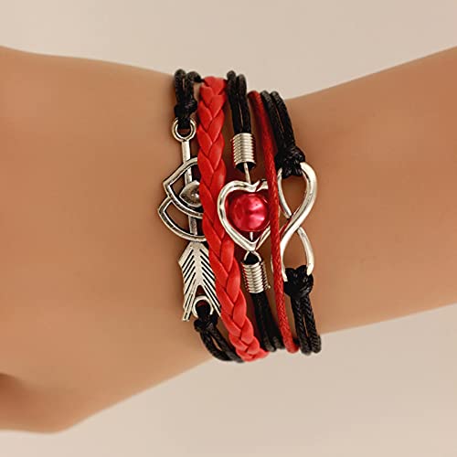 JIJIBA Leather Bracelets For Women Wrap Infinity Love Heart Friendship Antique Leather Charm Bracelet