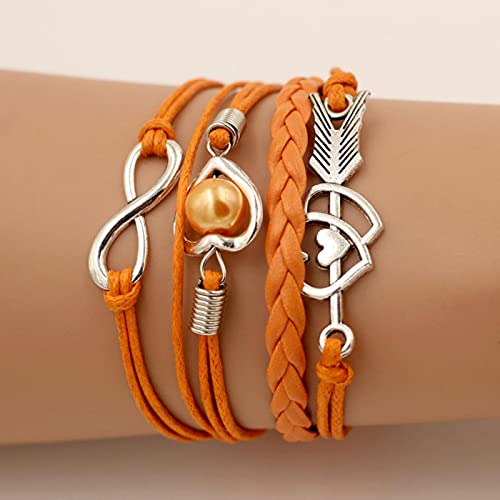 JIJIBA Leather Bracelets For Women Wrap Infinity Love Heart Friendship Antique Leather Charm Bracelet