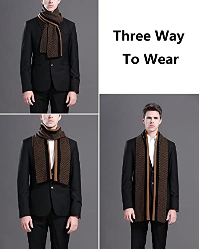 WANYING Autumn Winter 6% Wool Men's Scarf Knitted Scarves Wool Muffler for Men Fashion Chic Casual Business - Small Checkered Black & Brown