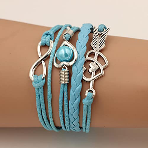 JIJIBA Leather Bracelets For Women Wrap Infinity Love Heart Friendship Antique Leather Charm Bracelet