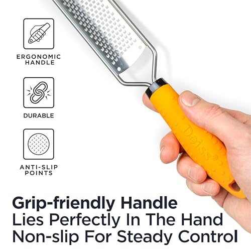 Deiss PRO Lemon Zester & Heavy Duty Cheese Grater & Vegetable Grater — Parmesan Cheese Lemon, Garlic, Nutmeg, Chocolate, Fruits, Vegetables, Ginger Grater - Cheese Shredder & Stainless Steel Grater