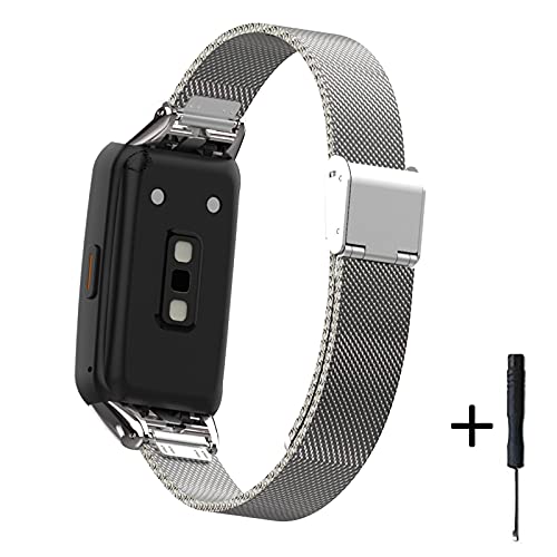 SenMore Metal Strap for Huawei Band 6 & Honor Band 6 Wristband Stainless Steel Strap Fashion Fitness Watch Accessories Compatible with Honor Band 6 & Huawei Band 6 (No Host) (Silver)