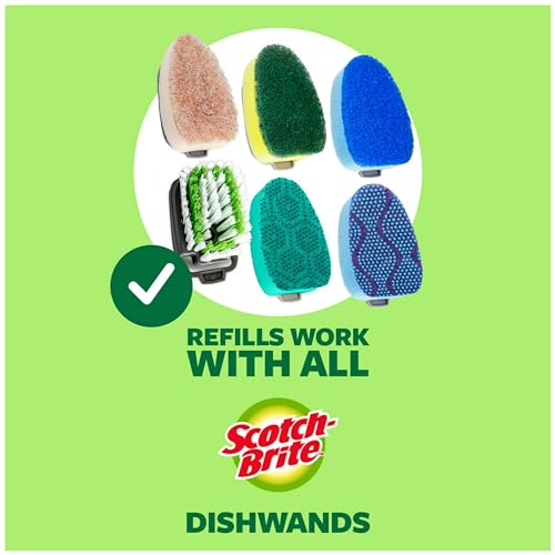 Scotch-Brite Heavy Duty Dishwand Kit, Includes 1 Wand & 7 Refill Pads, Keep Hands Out of the Mess