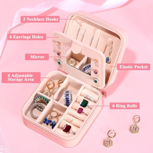 TINGN Gifts for Teenage Girls -Travel Jewellery Case, Travel Jewellery Organiser, Mini Jewellery Box, Travel Jewellery Box,18th Birthday Gifts for Girls, Jewellery Box A