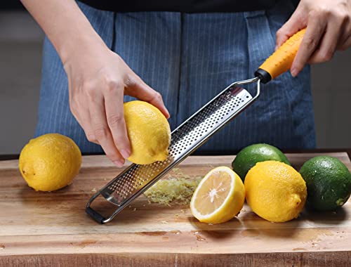 Deiss PRO Lemon Zester & Heavy Duty Cheese Grater & Vegetable Grater — Parmesan Cheese Lemon, Garlic, Nutmeg, Chocolate, Fruits, Vegetables, Ginger Grater - Cheese Shredder & Stainless Steel Grater