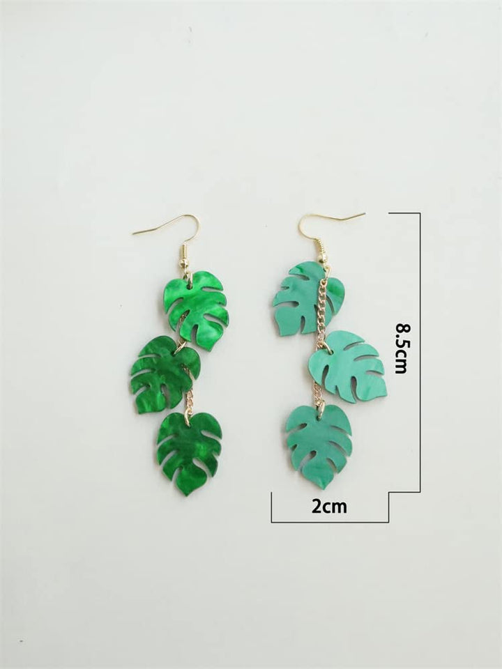 Green Palm Leaf Dangle Earrings for Women Girls Lightweight Resin Tropical Green Plant Statement Drop Fish Hook Stud Earring Fashion Cute Festival St.Patrick's Day Jewelry Gifts Nature Lover (Leaves)