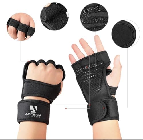 Ascend Fitness Sports New Ventilated Weight Lifting Workout Gloves with Built-in Wrist Wrist Support for Men and Women Great for Gym Fitness, Cross Training, Hand Support & Weightlifting