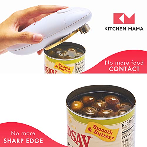 Kitchen Mama Auto Electric Can Opener: Open Your Cans with A Simple Press of Button - Automatic, Hands Free, Smooth Edge, Battery Operated, YES YOU CAN (Red)