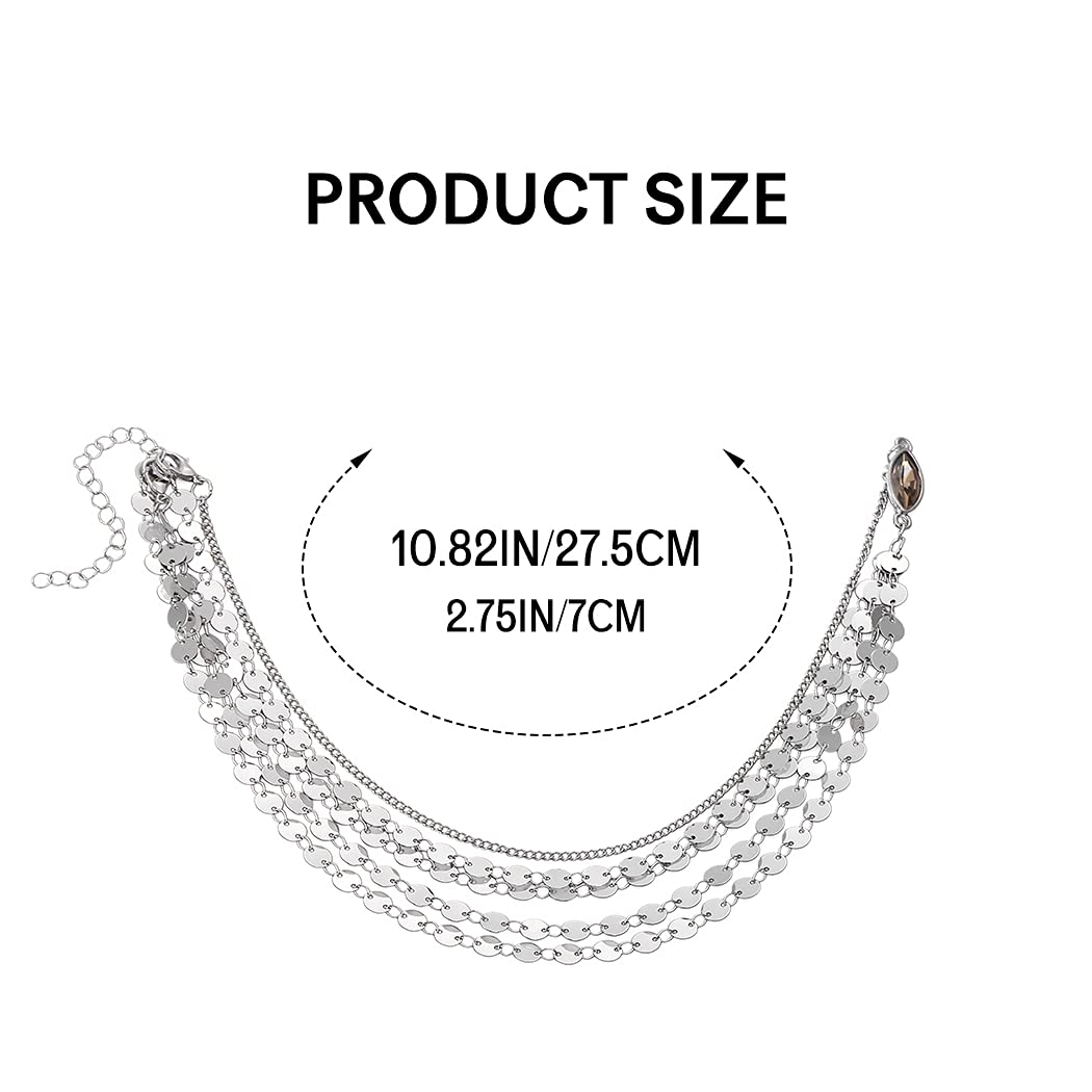 Yean Head Chain Bohemian Hair Jewelry Headpiece Forehead Band Festival Hair Headband Accessories for Women and Girls (Silver)