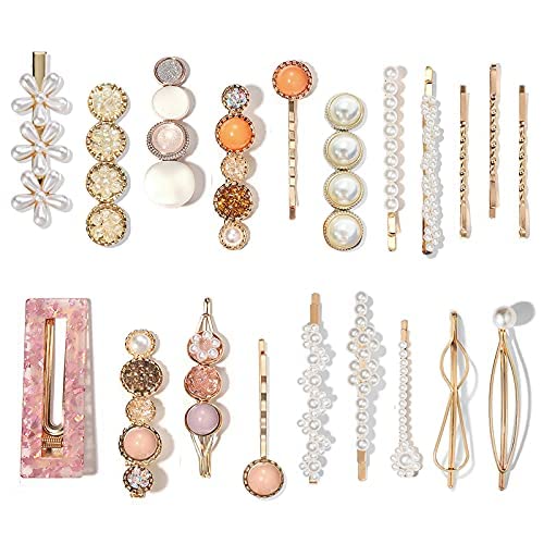 Mehayi 20 PCS Pearls Hair Clips Fashion Korean Style Acrylic Resin Hair Barrettes Hair Clip Hairpins for Women and Ladies Girls Headwear Styling Tools Hair Accessories