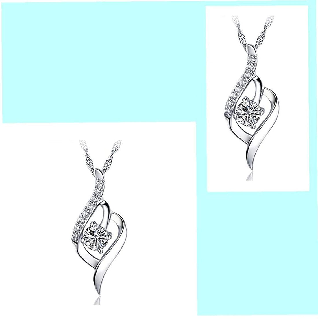 U-K Women Necklace Silver Diamond Women Necklace 925 Sterling Silver Statement Crystal Pendant CWomen Fashion Jewelry Accessories Nice and Deft