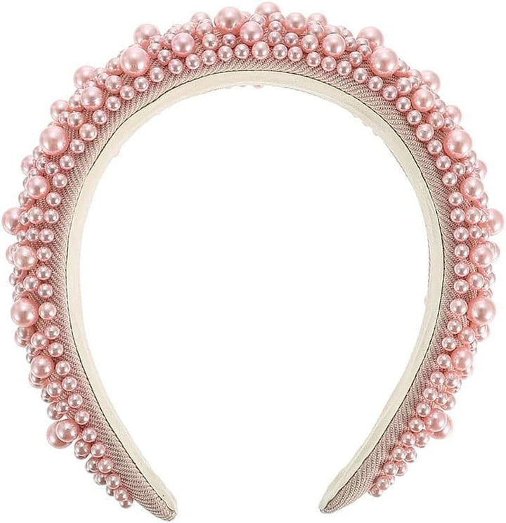 TRIXES Pink Beaded Headband - Women's Fashion Accessory - Pearl Beaded