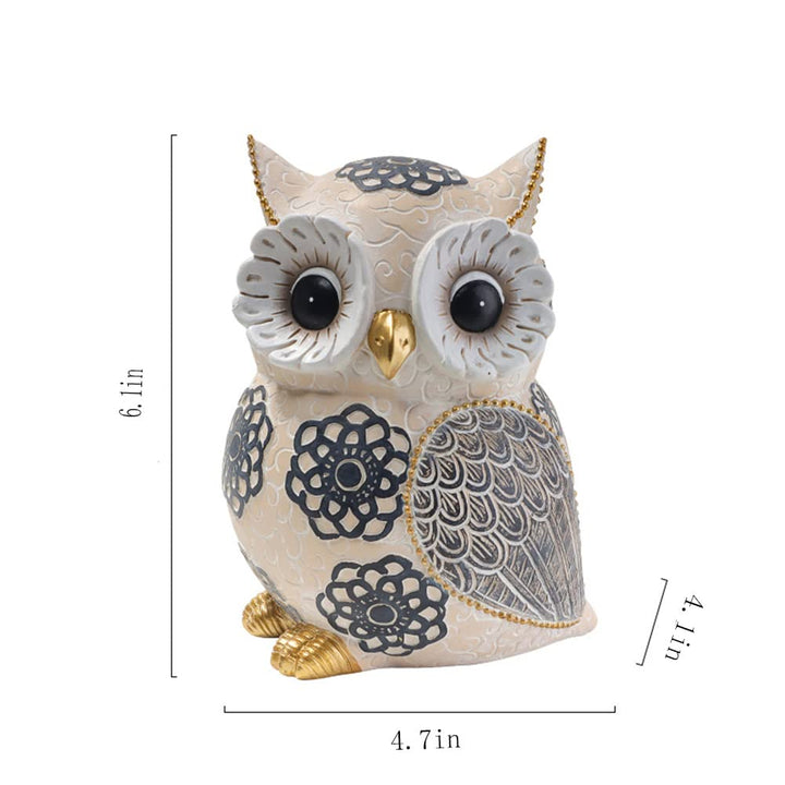 Owl Decor for Home Small Owl Statue Owl Figurines for Shelf Bookshelf Bedroom Office Decorations Cute White Adorable Gifts for Owl Lovers