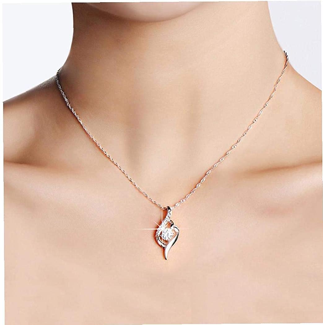 U-K Women Necklace Silver Diamond Women Necklace 925 Sterling Silver Statement Crystal Pendant CWomen Fashion Jewelry Accessories Nice and Deft