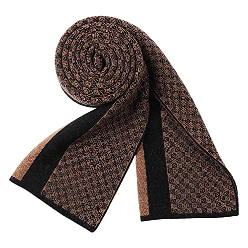 WANYING Autumn Winter 6% Wool Men's Scarf Knitted Scarves Wool Muffler for Men Fashion Chic Casual Business - Small Checkered Black & Brown