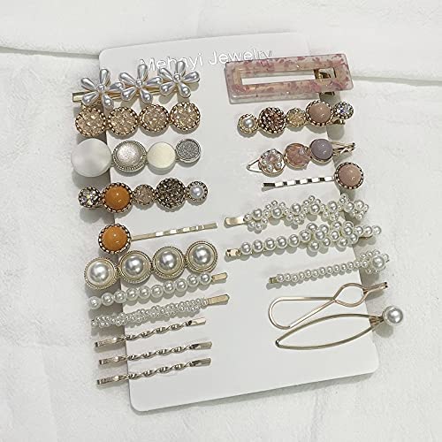 Mehayi 20 PCS Pearls Hair Clips Fashion Korean Style Acrylic Resin Hair Barrettes Hair Clip Hairpins for Women and Ladies Girls Headwear Styling Tools Hair Accessories