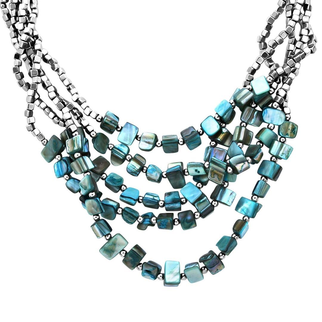 SHOP LC DELIVERING JOY Long Necklaces for Women Trendy Earrings & Beaded Bracelet Set - Summer Beach Jewelry Sets Valentines Day Gifts - Blue