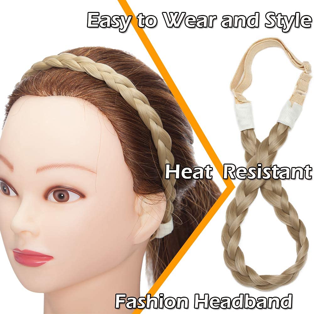 Plaited Headband Twist Hair Bands Fashion Plait Braided Hair Accessories Stretchable Synthetic [Ash Blonde]