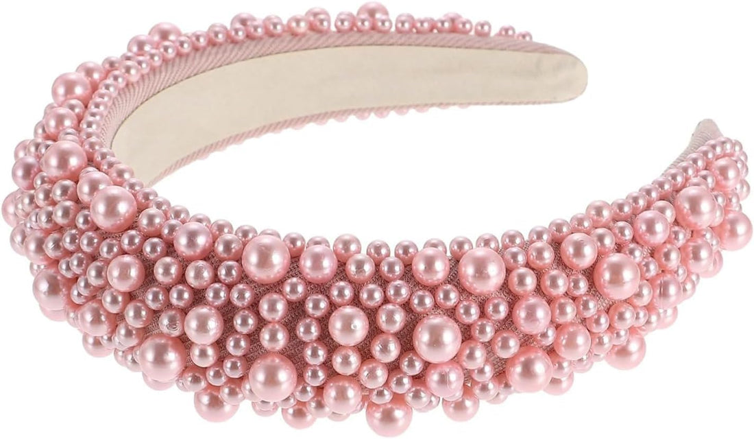 TRIXES Pink Beaded Headband - Women's Fashion Accessory - Pearl Beaded