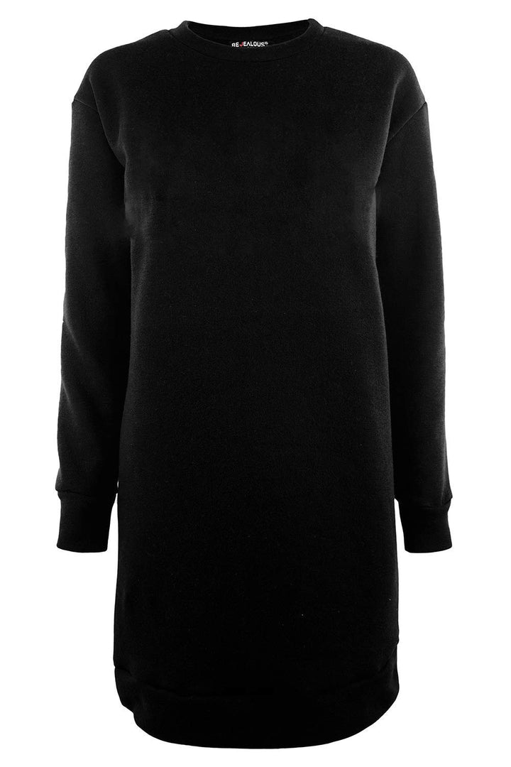 Fashion Star Womens Full Sleeve Pullover Longline Mini Sweatshirt Dress Plus Size (UK 20/22) Plain Sweatshirt Black