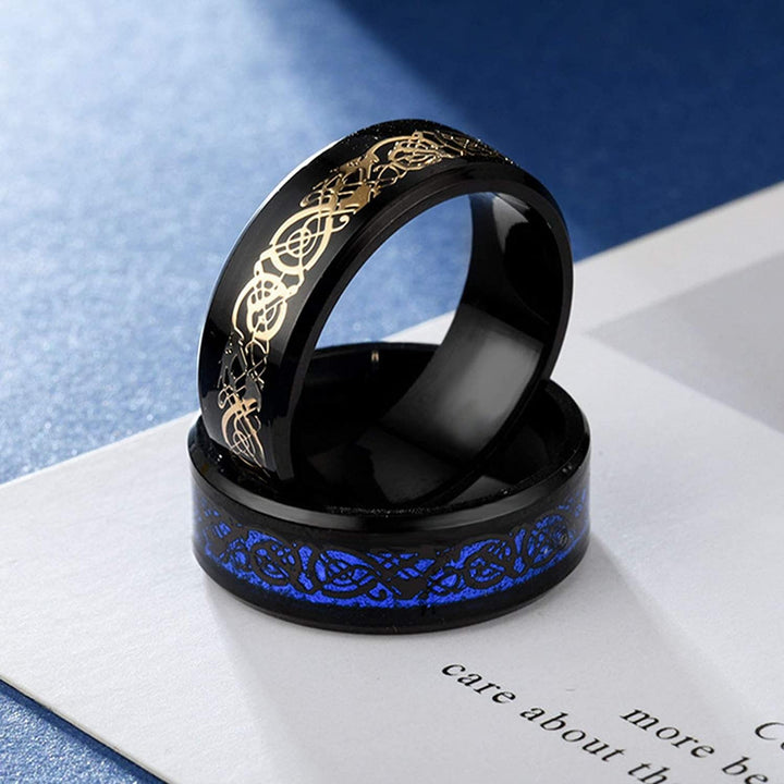 Finger Band Fashion Simple Men Luminous Dragon Pattern Glowing Ring Jewelry Accessory