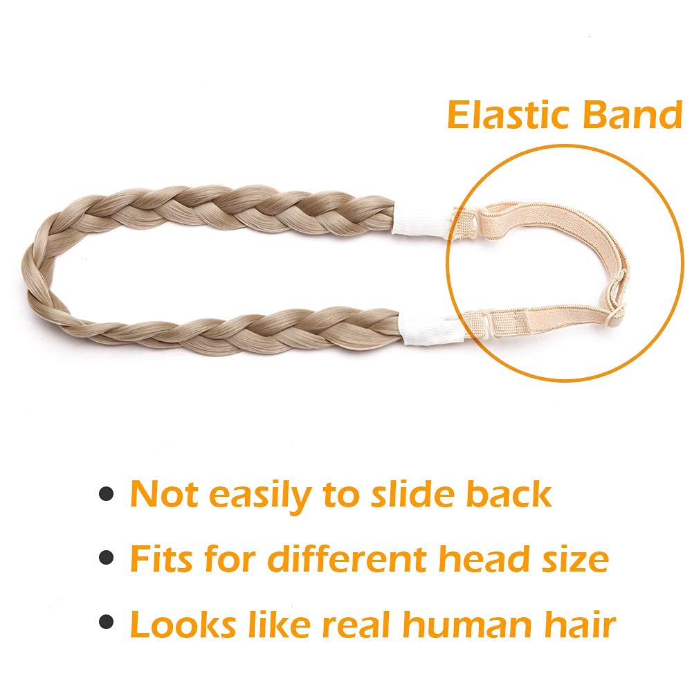 Plaited Headband Twist Hair Bands Fashion Plait Braided Hair Accessories Stretchable Synthetic [Ash Blonde]