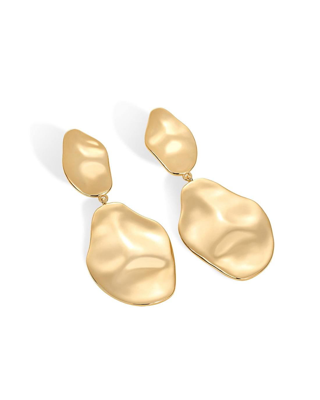 PAVOI 14K Yellow Gold Plated 925 Sterling Silver Posts Teardrop Statement Dangle Earrings | Lightweight Hammered Drop Dangle Earrings for Women