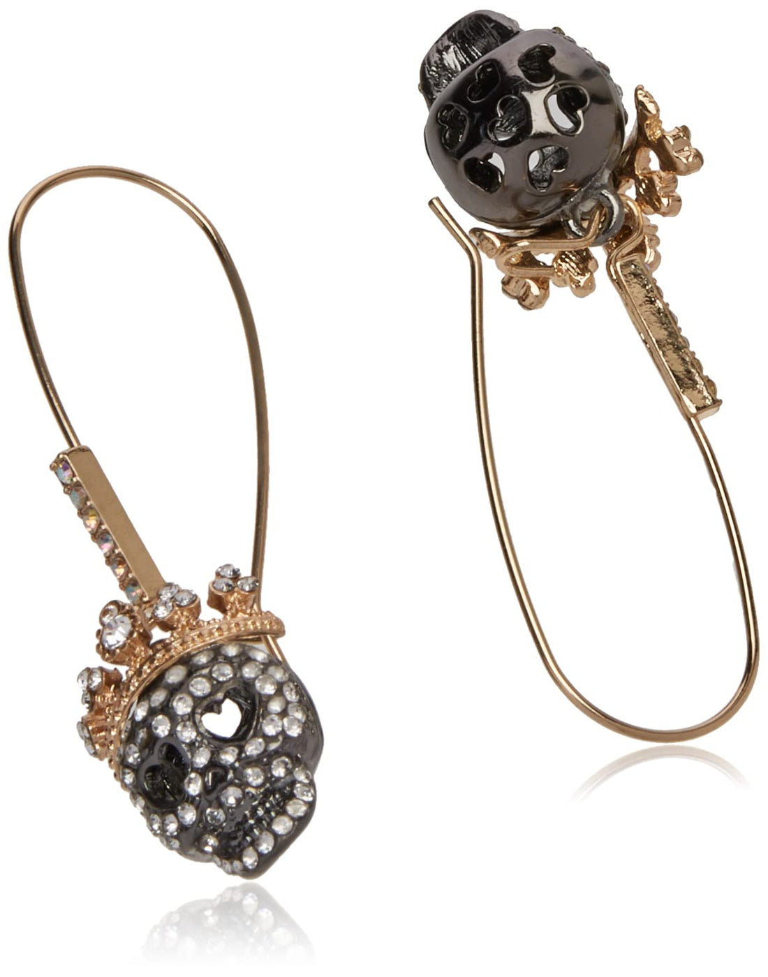 Betsey Johnson Pave Skull Dangle Earrings