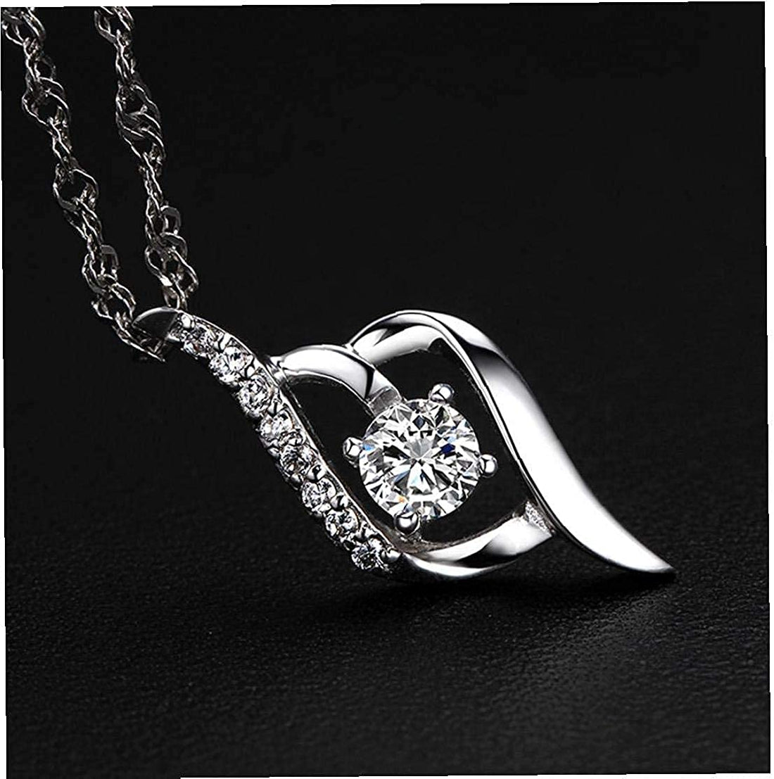 U-K Women Necklace Silver Diamond Women Necklace 925 Sterling Silver Statement Crystal Pendant CWomen Fashion Jewelry Accessories Nice and Deft