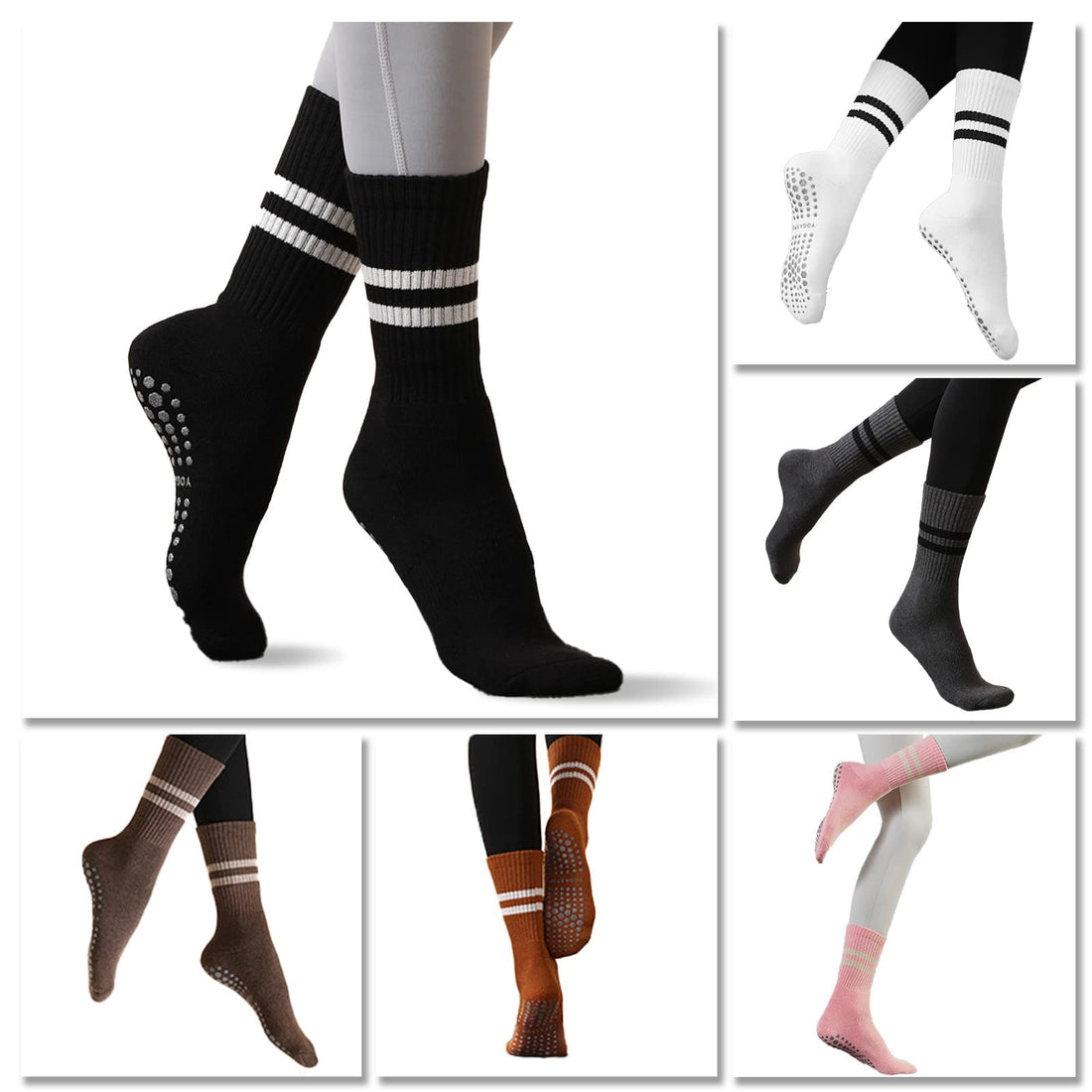 Flydo Yoga Socks Pilates for Women with Grips, Non-Slip Socks for Pilates, Barre, Ballet, Fitness，Dance, Workout