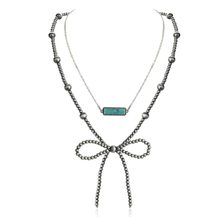 Navajo Pearl Bow Necklace Western Jewelry for Women Cowgirl Turquoise Necklaces Jewelry（2）