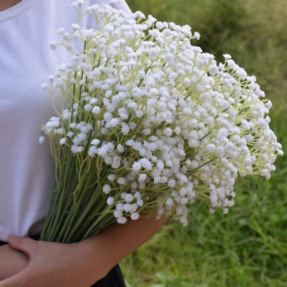 5Pcs Artificial Flowers, Fake Flowers Silk Plastic Artificial Gypsophila Realistic Flower Arrangements