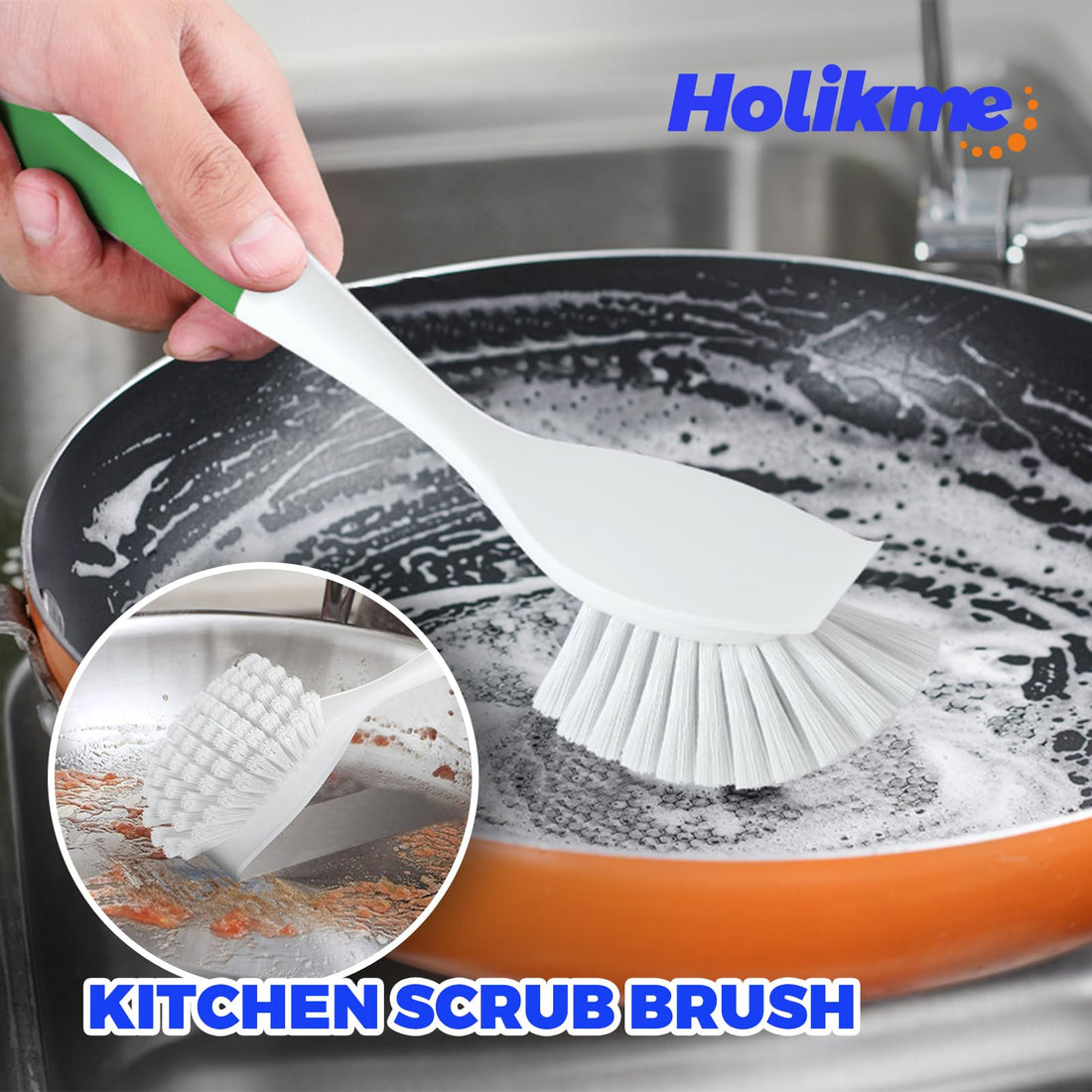 Holikme 5Pack Kitchen Cleaning Brush, Green