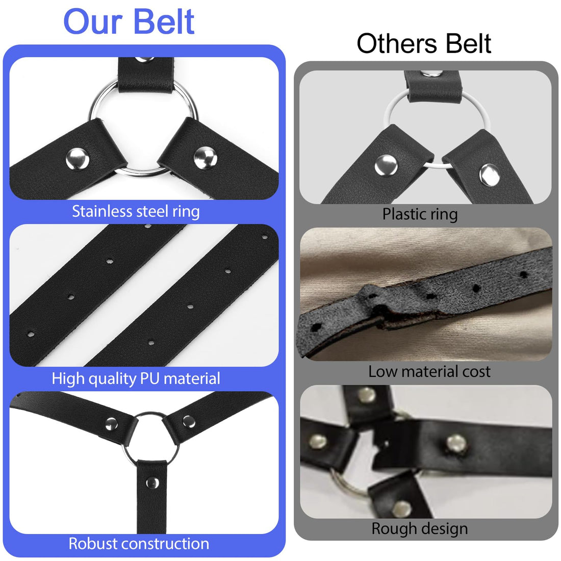 Drglynh Punk Leather Body Leather Chain Women's Leather Belt Body Leather Chain Black Leather Waist Belt Adjustable for Women Girls Cosplay Ladies