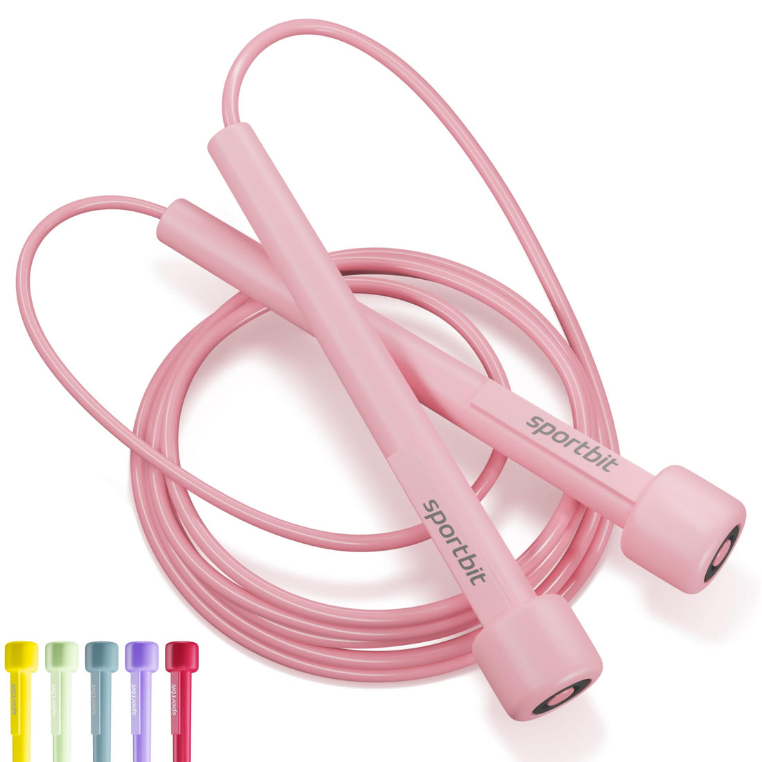 SPORTBIT Adjustable Jump Rope for Fitness - Jumping Rope for Women, Men. Skipping Rope for Workout, Boxing, Exercise. Speed Jump Rope for Adults (Pink)