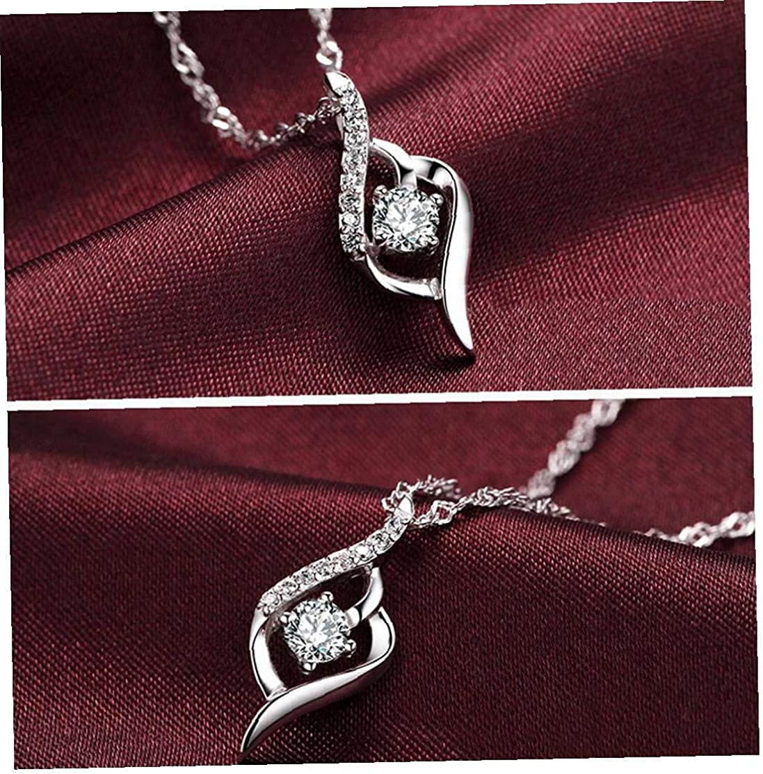 U-K Women Necklace Silver Diamond Women Necklace 925 Sterling Silver Statement Crystal Pendant CWomen Fashion Jewelry Accessories Nice and Deft