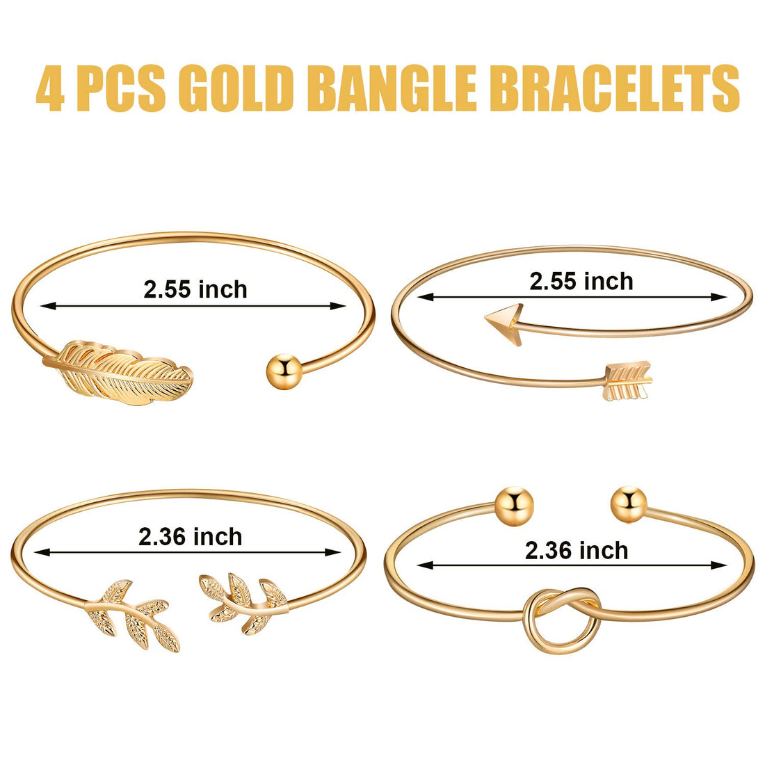 Hicarer Simple Bar Jewelry Set Vertical Bar Necklace Earrings Adjustable Cuff Bracelet for Women (Gold)