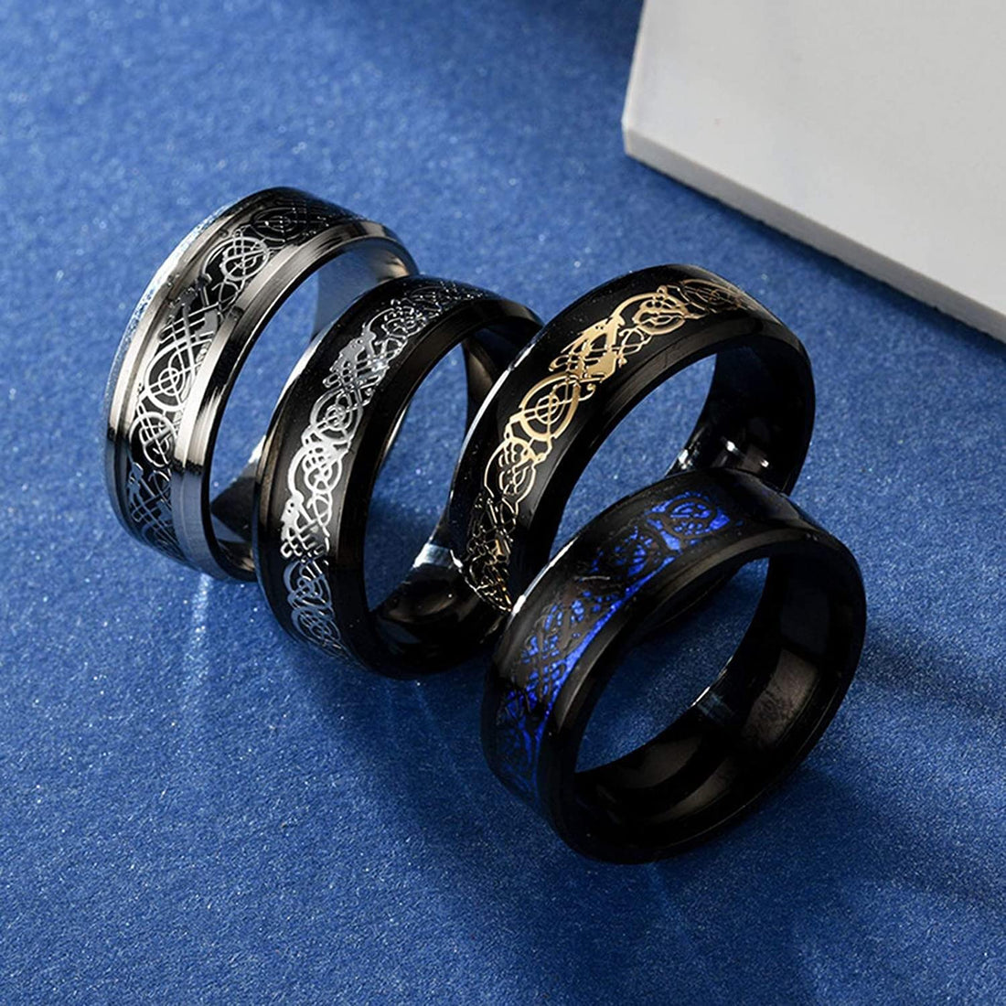 Finger Band Fashion Simple Men Luminous Dragon Pattern Glowing Ring Jewelry Accessory