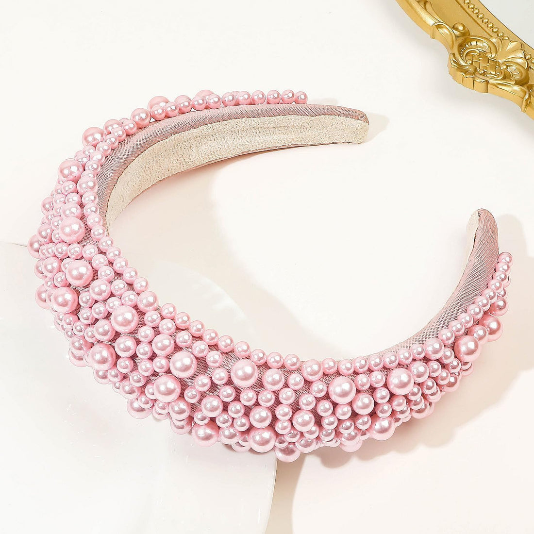 TRIXES Pink Beaded Headband - Women's Fashion Accessory - Pearl Beaded