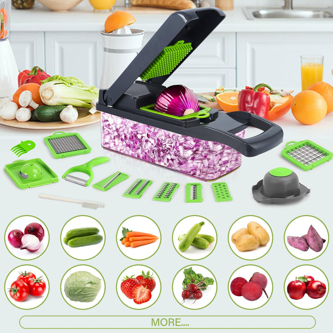 18 In 1 Vegetable Chopper, Mandoline Vegetable Slicer Multifunctional,