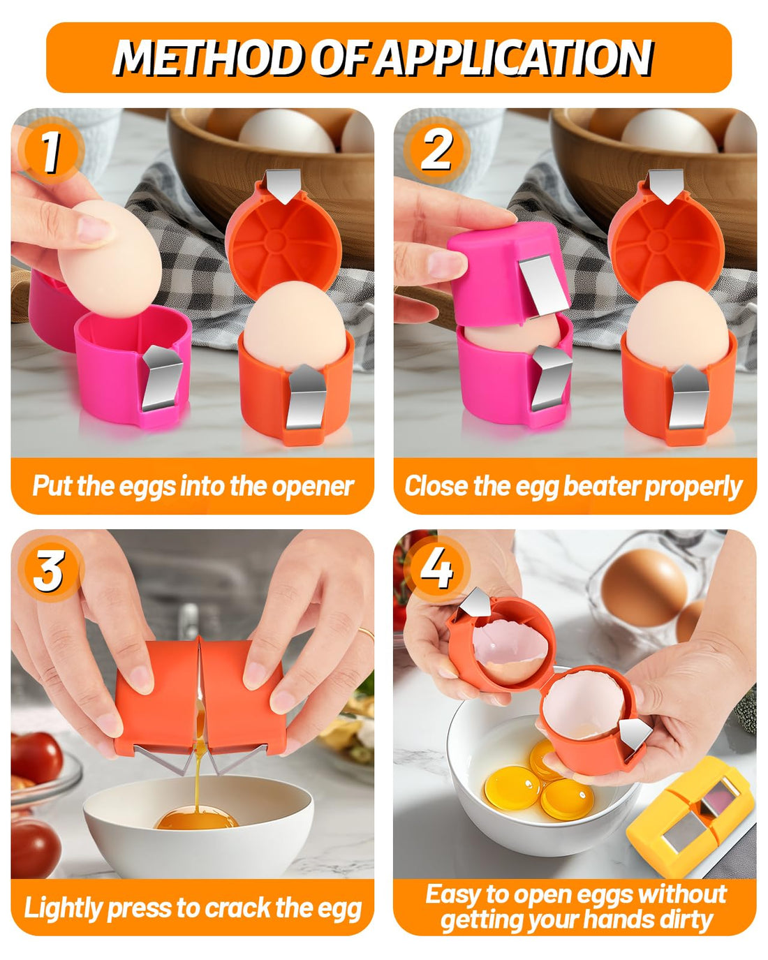 Upgrade Egg Separators Tools, Portable Egg Shell Opener Gadgets for Raw Eggs, Home Kitchen Multifunctional Handheld Eggs Breaker with Stainless Steel Blade for Baking Cooking