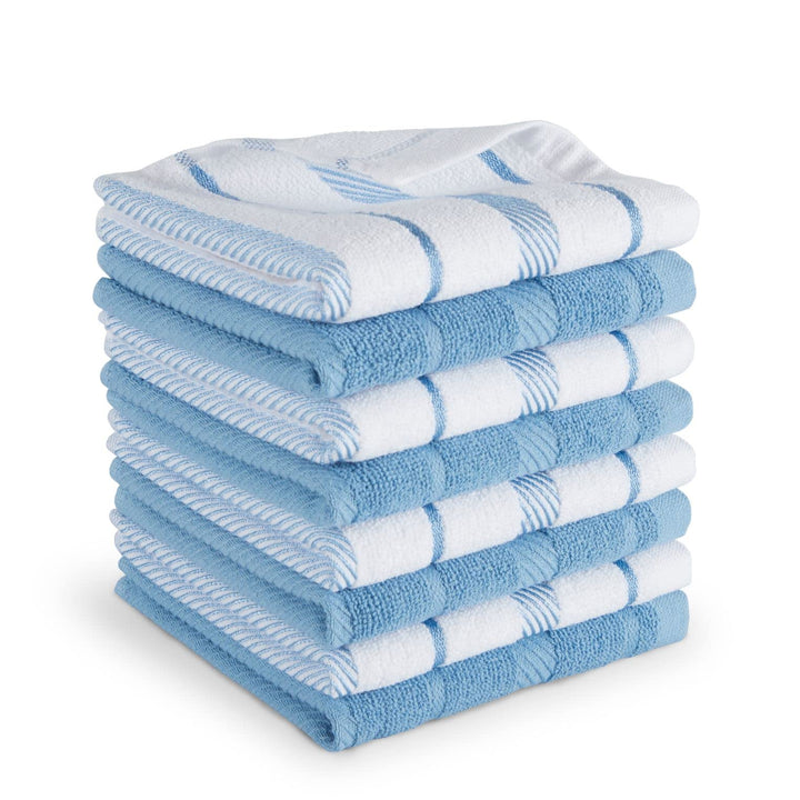 KitchenAid Albany Dishcloth 8 Pack Set, Blue Velvet/White, 12"x12"