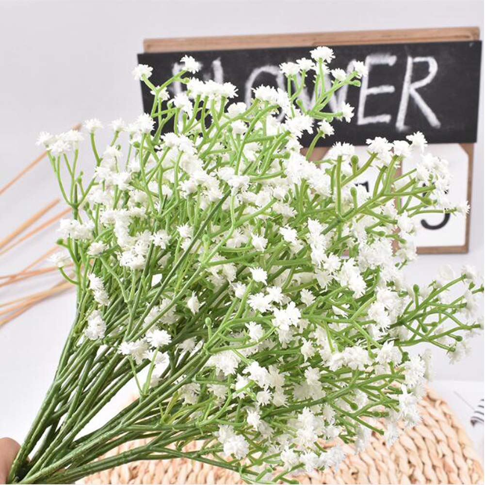 5Pcs Artificial Flowers, Fake Flowers Silk Plastic Artificial Gypsophila Realistic Flower Arrangements