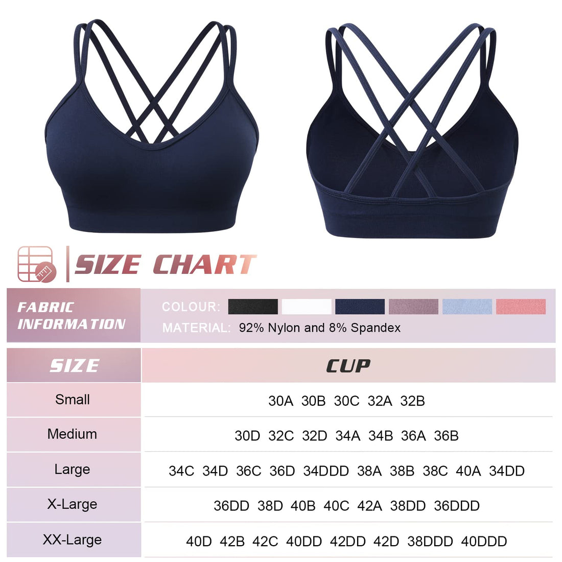 VEQKING Women's Criss Cross Back Sports Bra Medium Support Padded Strappy Yoga Bra for Workout Fitness Pack of 3