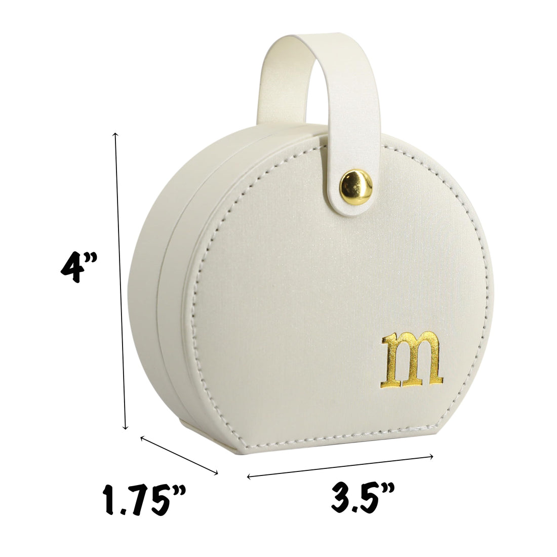 COLLECTIVE HOME - Travel Jewelry Case, Elegant Half-Moon Design with Gold Monogram, Detachable Handle, Personalized Accessory Organizer, Gift for Fashion-Forward Women and Teens (m)